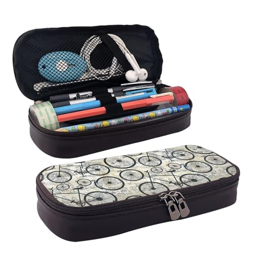 Kosmetiktasche aus Leder mit Fahrraddruck, Lederklappe, geräumige Münzbörse, Aufbewahrungstasche, Schwarz, Einheitsgröße Kosmetiktasche aus Leder mit Fahrraddruck, Lederklappe, geräumige Münzbörse, Aufbewahrungstasche, Schwarz, Einheitsgröße von BREAUX