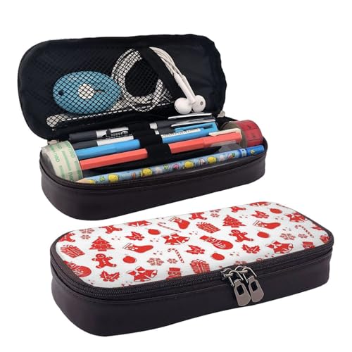 Kosmetiktasche aus Leder mit Weihnachtsdruck, Lederklappe, geräumige Münzgeldbörse, Aufbewahrungstasche, Schwarz, Einheitsgröße Kosmetiktasche aus Leder mit Weihnachtsdruck, Lederklappe, geräumige Münzgeldbörse, Aufbewahrungstasche, Schwarz, Einheitsgröße von BREAUX