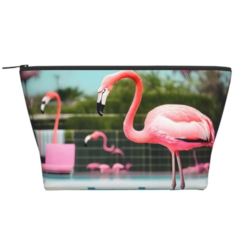 Kosmetiktasche mit Flamingo- und Schwimmbad-Druck, Reißverschluss, täglicher Organizer, Reisetasche, Kosmetiktasche, 15 x 7 x 12 cm, Flamingo und Schwimmbäder, Einheitsgröße, Flamingo und von BREAUX