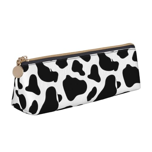 Kuh-Punkt-Dreieck-Ledertasche, multifunktionale Kosmetiktasche, tragbare Make-up- und Schreibwaren-Aufbewahrungstasche, Weiss/opulenter Garten, Einheitsgröße, Leichtgewichtig von BREAUX