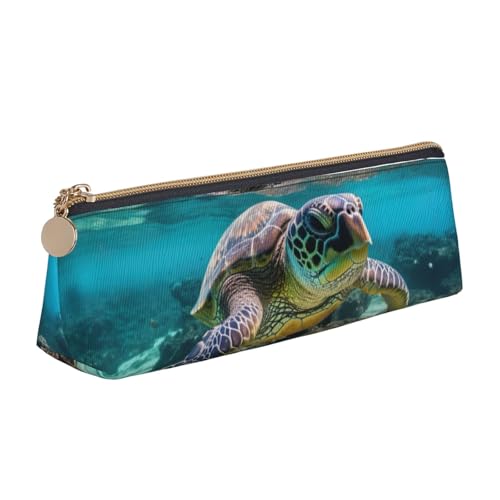 Lord Howe Island Sea Turtle Triangle Ledertasche Multifunktionale Kosmetiktasche Tragbare Make-up und Schreibwaren Aufbewahrungstasche, Weiss/opulenter Garten, Einheitsgröße, Leichtgewichtig von BREAUX