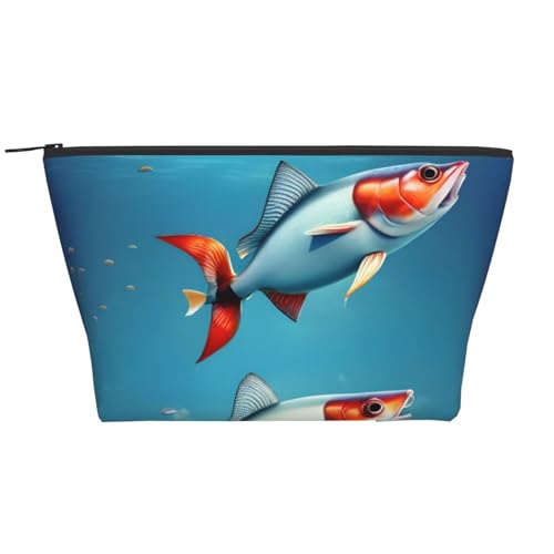 Make-up-Tasche mit Reißverschluss, Motiv: fliegende Fische im Ozean, Tages-Organizer, Reisetasche, Kosmetiktasche, 15 x 7 x 12 cm, fliegende Fische im Ozean, Einheitsgröße, Fliegende Fische im Ozean, von BREAUX