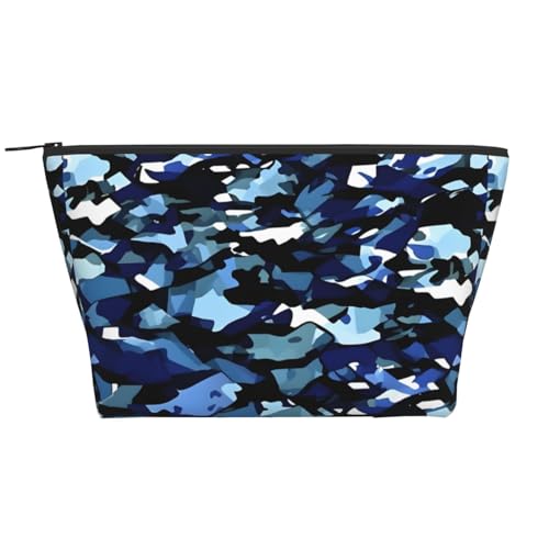 Make-up-Tasche mit blauem Camouflage-Aufdruck, Reißverschluss-Organizer-Tasche, Reise-Handtasche, modische Make-up-Tasche, blauer Camouflage-Druck, Einheitsgröße, Blauer Camouflage-Druck, von BREAUX