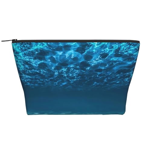 Make-up-Tasche mit blauem Ozean-Meeresdruck, Reißverschluss-Organizer-Tasche, Reise-Handtasche, modische Make-up-Tasche, blaues Ozean, Einheitsgröße, Blue Ocean Sea, Einheitsgröße von BREAUX