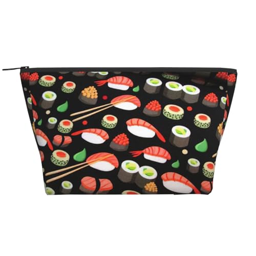 Make-up-Tasche mit japanischem Sushi-Garnelen-Druck, Reißverschluss-Organizer-Tasche, tragbare Reise-Handtasche, modische Make-up-Tasche, japanische Sushi-Garnelen, Einheitsgröße, Japanische von BREAUX