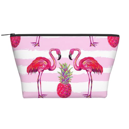 Make-up-Tasche mit tropischem Flamingo- und Ananas-Druck, mit Reißverschluss, täglicher Organizer, Reisetasche, Kosmetiktasche, 15 x 7 x 12 cm, tropischer Flamingo und Ananas, Einheitsgröße, von BREAUX