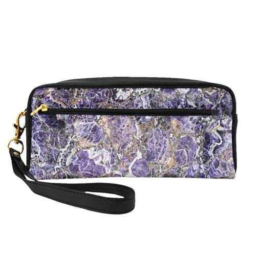 Marble Purple Leather Portable Cosmetic Storage Bag Travel Cosmetic Bag Daily Storage Bag For Men And Women, Marble Purple, One Size, Marmor lila, Einheitsgröße von BREAUX