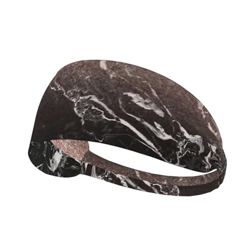 Marmorfarbenes rotgoldenes Haarband mit aufgedrucktem Sporthaarband, dehnbares breites Haarband, Unisex, lässiges Haarband von BREAUX