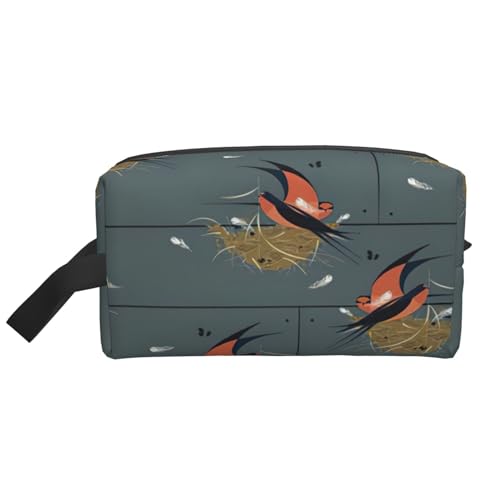 Modische Kosmetiktasche für Damen, Scheunenschwalbe mit Graphitdruck, Reisezubehör, Organizer, Kosmetiktasche, Scheunenschwalbe in Graphit, Einheitsgröße, Schleierschwalbe in Graphit, Einheitsgröße von BREAUX