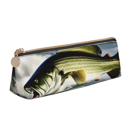 Multifunktionale Kosmetiktasche für Barschangeln, Welle, Dreieck, Leder, tragbare Make-up- und Schreibwaren-Aufbewahrungstasche, Weiß, One Size, Leichtgewichtig von BREAUX