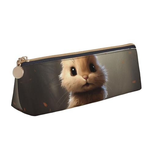 Niedliches Kaninchen-Dreieck-Lederetui, multifunktionale Kosmetiktasche, tragbare Make-up- und Schreibwaren-Aufbewahrungstasche, Weiss/opulenter Garten, Einheitsgröße, Leichtgewichtig von BREAUX