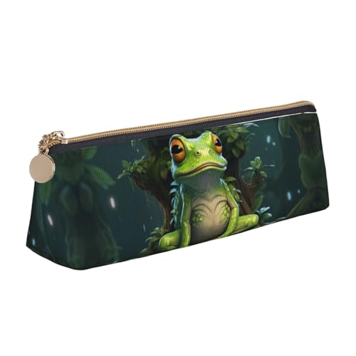 Peace Frog Tree Dreieckige Ledertasche, multifunktionale Kosmetiktasche, tragbare Make-up- und Schreibwaren-Aufbewahrungstasche, Weiss/opulenter Garten, Einheitsgröße, Leichtgewichtig von BREAUX