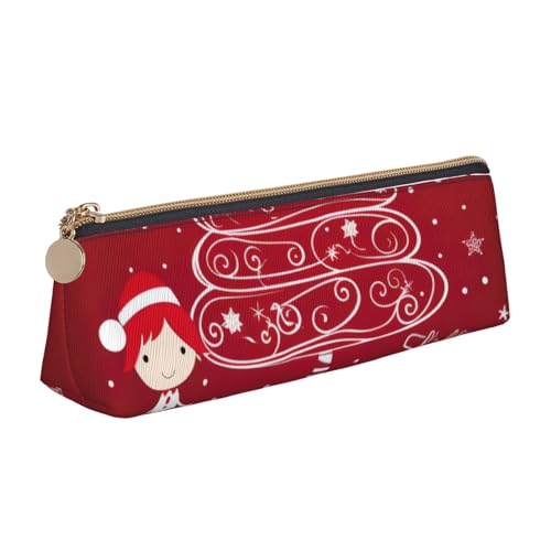 Red Christmas Tree Dreieckige Ledertasche Multifunktionale Kosmetiktasche Tragbare Make-up- und Schreibwaren-Aufbewahrungstasche, Weiß, Einheitsgröße, leicht, Weiß, One Size, Leichtgewichtig von BREAUX