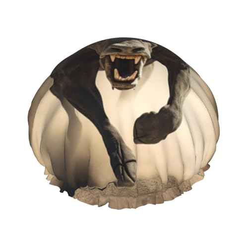 Runner Bull Skull Print Damen Duschhaube Wiederverwendbare elastische Duschhaube Doppellagige Haarkappe Duschhaube von BREAUX