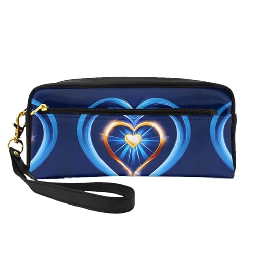 Sky Blue Heart Leder Tragbare Kosmetik Aufbewahrungstasche Reise Kosmetiktasche Tägliche Aufbewahrungstasche für Männer und Frauen Himmelblau Herz Einheitsgröße, Himmelblaues Herz, Einheitsgröße von BREAUX