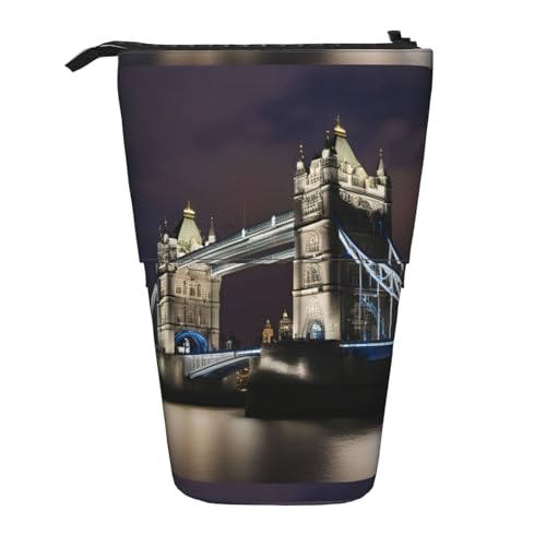 Tower Bridge in London Druck-Federmäppchen, vertikal, einziehbar, modische Geldbörse, multifunktionale Aufbewahrungstasche von BREAUX