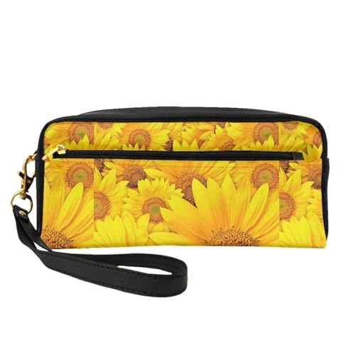Viele Sonnenblumen Leder Tragbare Kosmetik Aufbewahrungstasche Reise Kosmetiktasche Tägliche Aufbewahrungstasche für Männer und Frauen Viele Sonnenblumen Einheitsgröße, Viele Sonnenblumen, von BREAUX
