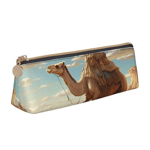 Wüstensand Kamel Dreieckige Ledertasche, multifunktionale Kosmetiktasche, tragbare Make-up- und Schreibwaren-Aufbewahrungstasche, Weiss/opulenter Garten, Einheitsgröße, Leichtgewichtig von BREAUX