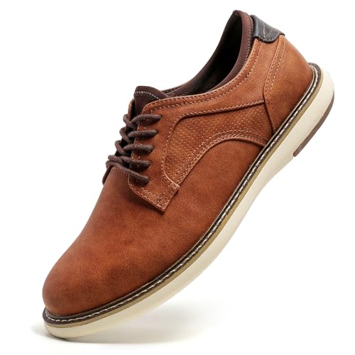 BRECAVE Lässige Anzugschuhe, Herren-Sneaker, Barfuß, Business-Mode, stilvoll, formell, Derby, Oxford, Braun, 44 EU von BRECAVE