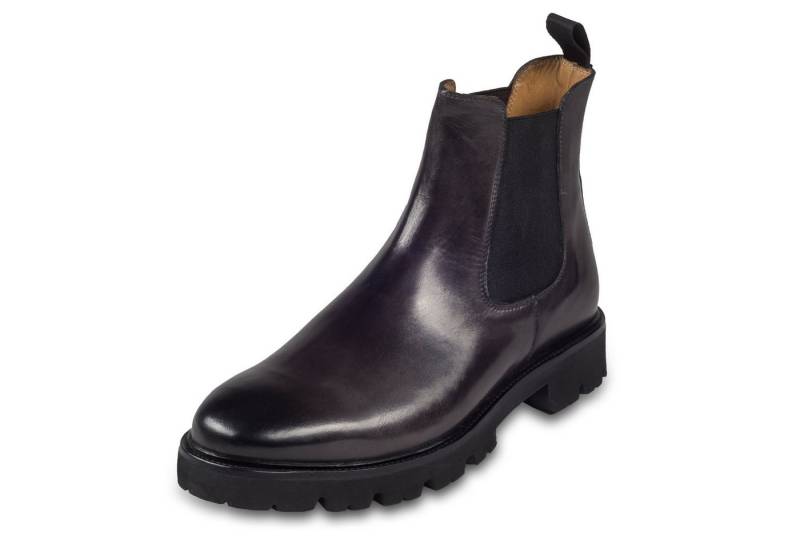 BRECOS Herren Chelsea Stiefelette dunkelgrau, ultraleichte Gummi-Profilsohle Chelseaboots Handgefertigt in Italien von BRECOS