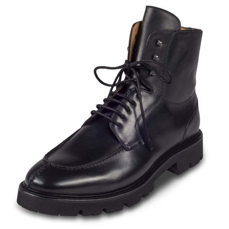 BRECOS Herren Leder Schnür-Stiefel schwarz mit Reißverschluß, Split-Toe Derby Stiefel Handgefertigt in Italien von BRECOS