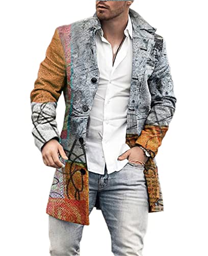 BREEWO Tweed-Mantel Herren Winter Stehkragen Übergangsjacke Herren Mode Business Urban Casual Mantel Herren Mittlere Länge Temperament Langarm Mantel Herren DY-15 S von BREEWO