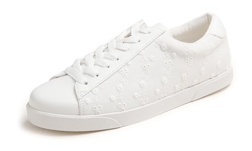 BREEZE NOUTHERLY Damen Klassische Ballerinas Profilsohle Glänzende Paillette Flach，Weiße Jacquard Vegane Schnürschuhe 39 von BREEZE NOUTHERLY