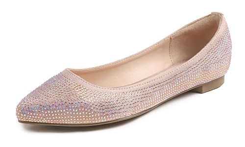 BREEZE NOUTHERLY Damen Klassische Ballerinas Profilsohle Glänzende Paillette Flach Rose Gold 39 von BREEZE NOUTHERLY