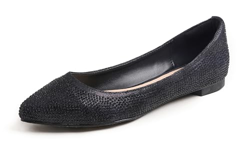 BREEZE NOUTHERLY Damen Klassische Ballerinas Profilsohle Glänzende Paillette Flach Schwarzer 41 von BREEZE NOUTHERLY