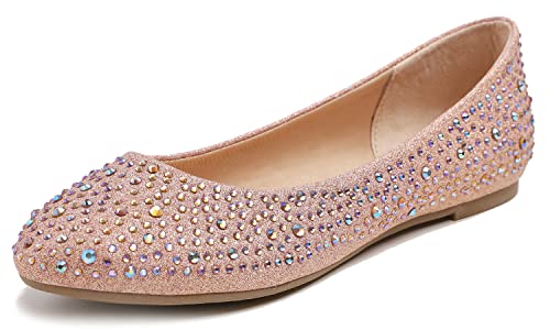 BREEZE NOUTHERLY Damen Klassische Ballerinas Profilsohle Glänzende Paillette Flach von BREEZE NOUTHERLY