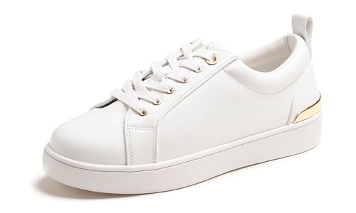 BREEZE NOUTHERLY Women's Featured PU Leather Lace-Up Sneaker,Damen Sneaker Atmungsaktiv Turnschuhe Leicht Laufschuhe Sportschuhe Freizeitschuhe Lässiges Cause Weiß Vegan Leder 40 von BREEZE NOUTHERLY