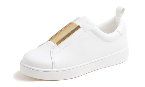 BREEZE NOUTHERLY Women's Featured PU Leather Lace-Up Sneaker,Damen Sneaker Atmungsaktiv Turnschuhe Leicht Laufschuhe Sportschuhe Freizeitschuhe Lässiges Cause Weiß Vegan Leder 41 von BREEZE NOUTHERLY