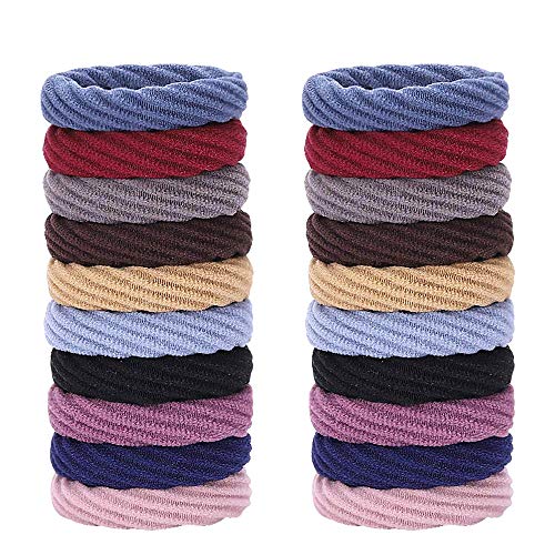 20 Stück Baumwoll-Haargummis, nahtlos, elastisch, dickes Pferdeschwanzband, 4,5 cm Durchmesser, Haarschmuck für Frauen und Mädchen (mehrfarbig) von BREEZO