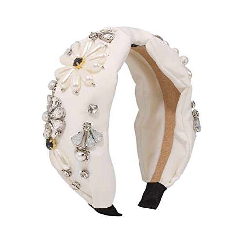 RHAIYAN Luxus wunderschöne Strass Simulation Perle Pailletten Blume geometrische Perlen Haarschmuck passend for Frauen Kristall Stirnband Ornamente (Color : 16) von BREFER