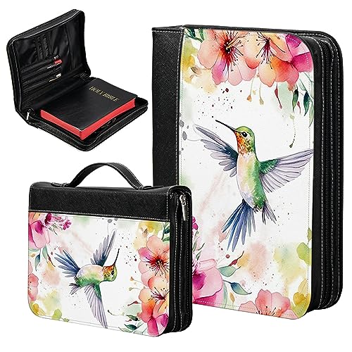 BREIDMKFM Bibelhülle Bibelhülle für Frauen Mädchen, Kolibri-Bibelhalter mit Griff und Reißverschlusstasche, Bibelhülle Tragetasche passend für Bücher 25,7 x 17,8 x 4,8 cm, Bibeltasche von BREIDMKFM