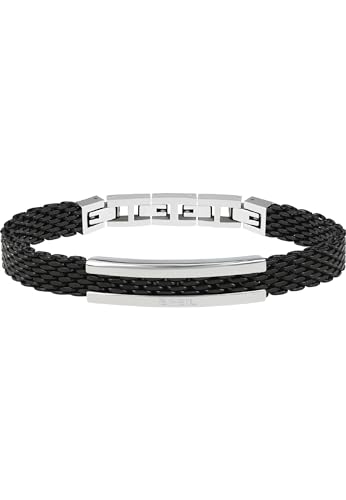 Breil Schwarzes Edelstahl-Männerarmband mit Polierter Edelstahlplatte TJ2742 von Breil