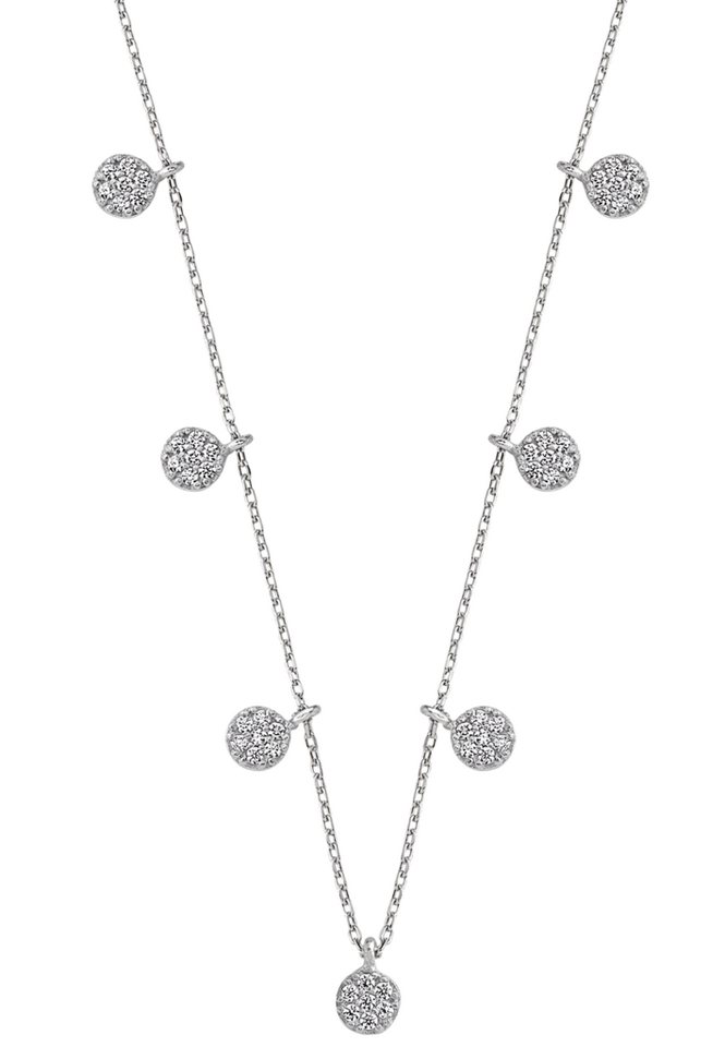 BRELLATO Collier Plättchen Damen Halskette Kristall Coins Charms Anhänger (Geschenk-Idee, Weihnachtsgeschenk Damen-Schmuck, 1-tlg., Geschenk Frau Freundin Muttertag Valentinstag Jahrestag Geburtstag), Kette, Sterling Silber 925 18K, Rosegold oder Gelbgold, 5-A Zirconia von BRELLATO