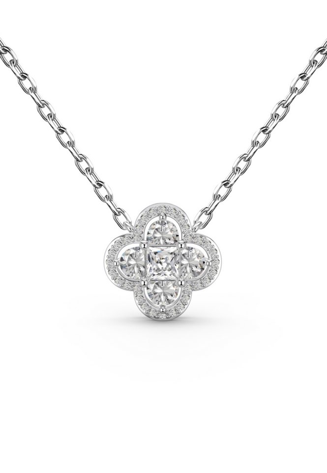 BRELLATO Kette mit Anhänger LUCKY Glücksbringer Halskette Glitzer Glück Symbol Kristall Anhänger, (Blume Geschenkset, Geschenk-Idee Damen-Schmuck Kette mit Ice-Crushed-Schliff Zirkon Kristall, 1-tlg., inkl. Schmuckbox zum Valentinstag Geburtstag Hochzeit Ostern Muttertag), Glücksklee Kleeblatt Talisman Collier Sterling Silber 925, Zirkonia von BRELLATO