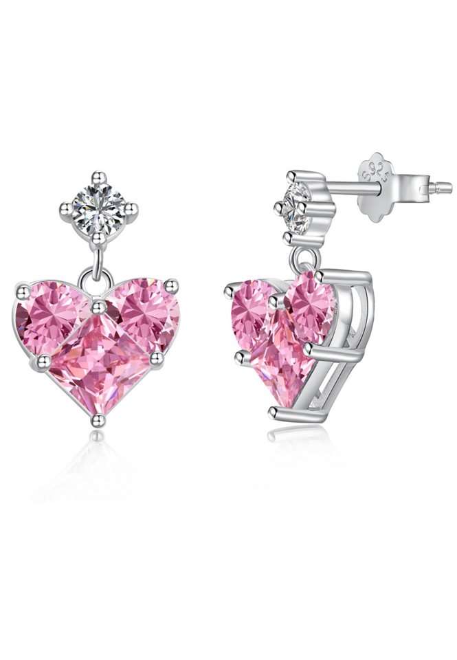 BRELLATO Ohrhänger-Set Funkelnde Herz Ohrstecker, Geschenk-Idee Frau Freundin Mutter (Geschenkset inkl. Ohrschmuck und Geschenk-box, Damen-Schmuck Herzen mit Zirkon Crystal Liebes-Symbol, 2-tlg., Kette, zum, Muttertag, Valentinstag, Jahrestag, Ostern, Geburtstag), Herz-Ohrringe, Sterling Silber 925 18K Weißgold Rhodiniert, Zirkonia von BRELLATO