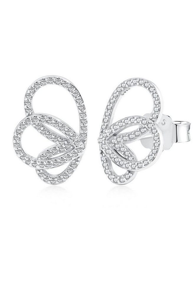 BRELLATO Paar Ohrstecker Damen Ohrringe Schmetterlinge Schleifen mit Kristallen (Set Kleine Glitzer Steck-Schleifchen inkl. Schmuck-Box, 2-tlg., Geschenk Frau Freundin, Muttertag Valentinstag Jahrestag Geburtstag), Zirkonia Kristalle Ohrschmuck Sterling Silber 925 18K Rhodiniert von BRELLATO