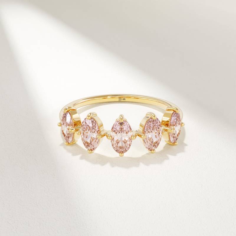 Solid Gold Pfirsich Morganit Ring, Frauen Rosa Saphir Oval Statement Zierliche Multi Stein Geschenk Für Mutter, Frau, Sie von BRENNMORE