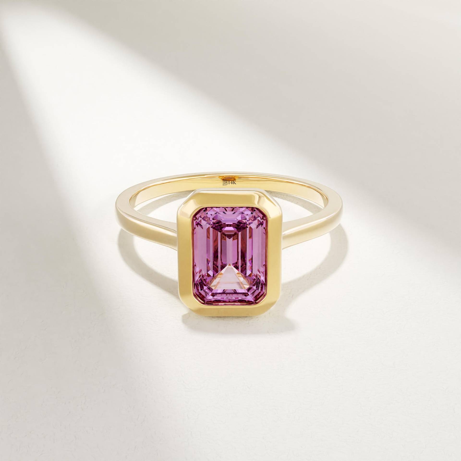 14K Gold Lavendel Saphir Ring Für Frauen Lila Edelstein Lünette Pinky Schmuck Geschenk Sie von BRENNMORE