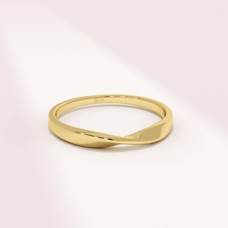 14K Gold Möbius Ehering, Solid Twist Ring, Damen Stapelbar 10K 18K von BRENNMORE
