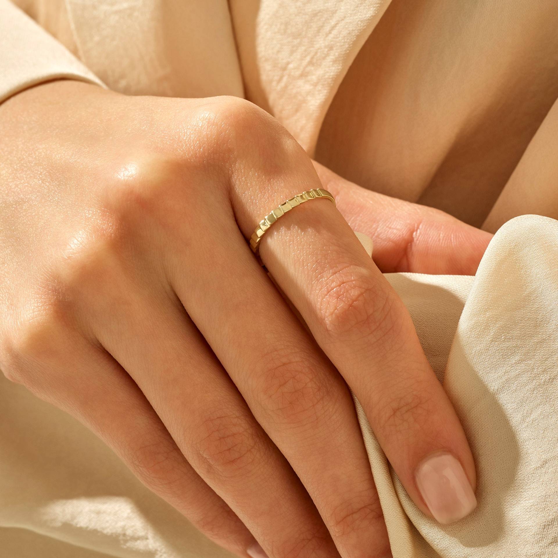 14K Gold Quadrat Eternity Ehering, Solid Minimalist Stacking Ringe Für Frauen, Einzigartige Seine Hers Ehe Ring, Paare Passende Ring von BRENNMORE