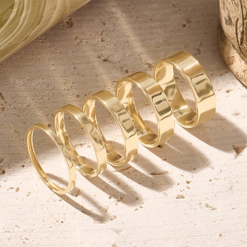 14K Massivgold Flacher Ehering - Handgemachter Comfort Fit Ring Für Männer Und Frauen, Passender Paarring, Gravierter Polierter Engagement-Ring von BRENNMORE