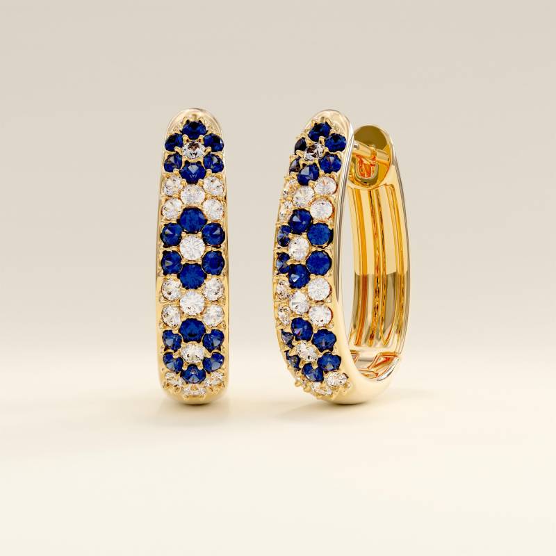 14K Solid Gold Saphir Blumen Ohrringe Natur Inspirierte U-Form Huggie Creolen Für Frauen Elegantes Blumengold Schmuck Geschenk 14K Solid Gold Saphir Blumen Ohrringe Natur Inspirierte U-Form Huggie Creolen Für Frauen Elegantes Blumengold Schmuck Geschenk von BRENNMORE