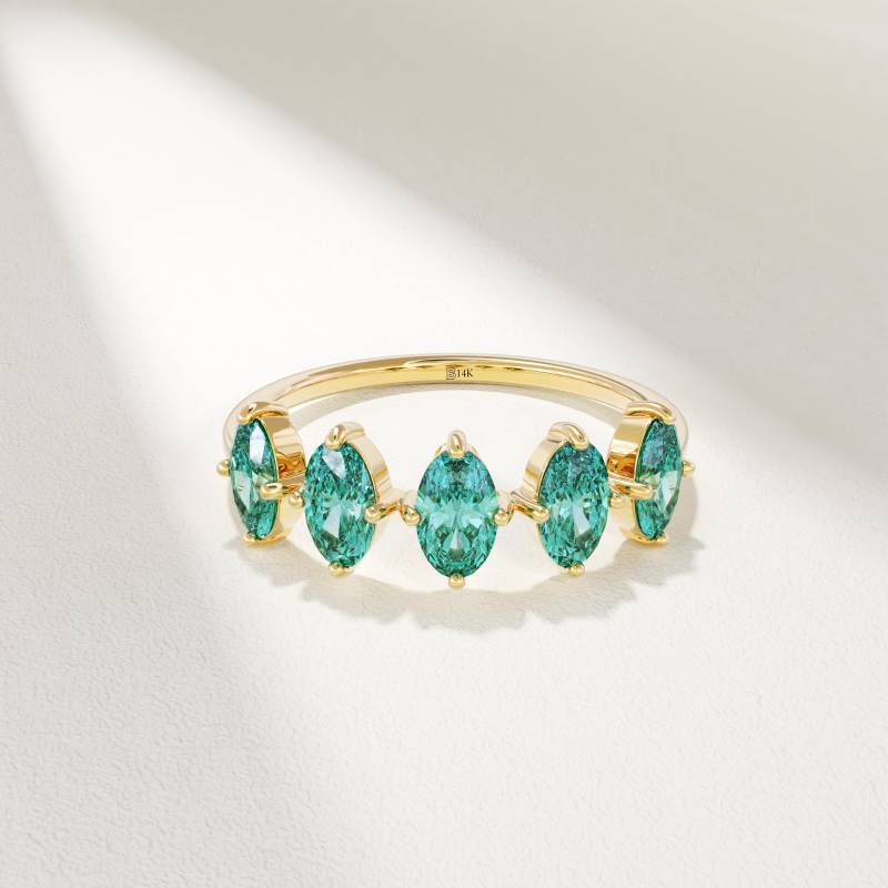 5 Stein Arctic Green Ring, Solid Gold Oval Edelstein Smaragd Statement Multi-Stein Handgemachte Ring Geschenk Für Mutter, Frau, Sie 5 Stein Arctic Green Ring, Solid Gold Oval Edelstein Smaragd Statement Multi-Stein Handgemachte Ring Geschenk Für Mutter, Frau, Sie von BRENNMORE