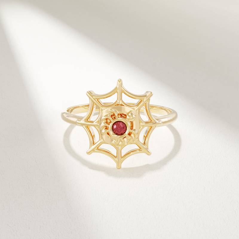 Benutzerdefinierte 14K Spinnennetz Gold Birthstone Ring - Stapelbare Halloween Schmuck Benutzerdefinierte 14K Spinnennetz Gold Birthstone Ring - Stapelbare Halloween Schmuck von BRENNMORE