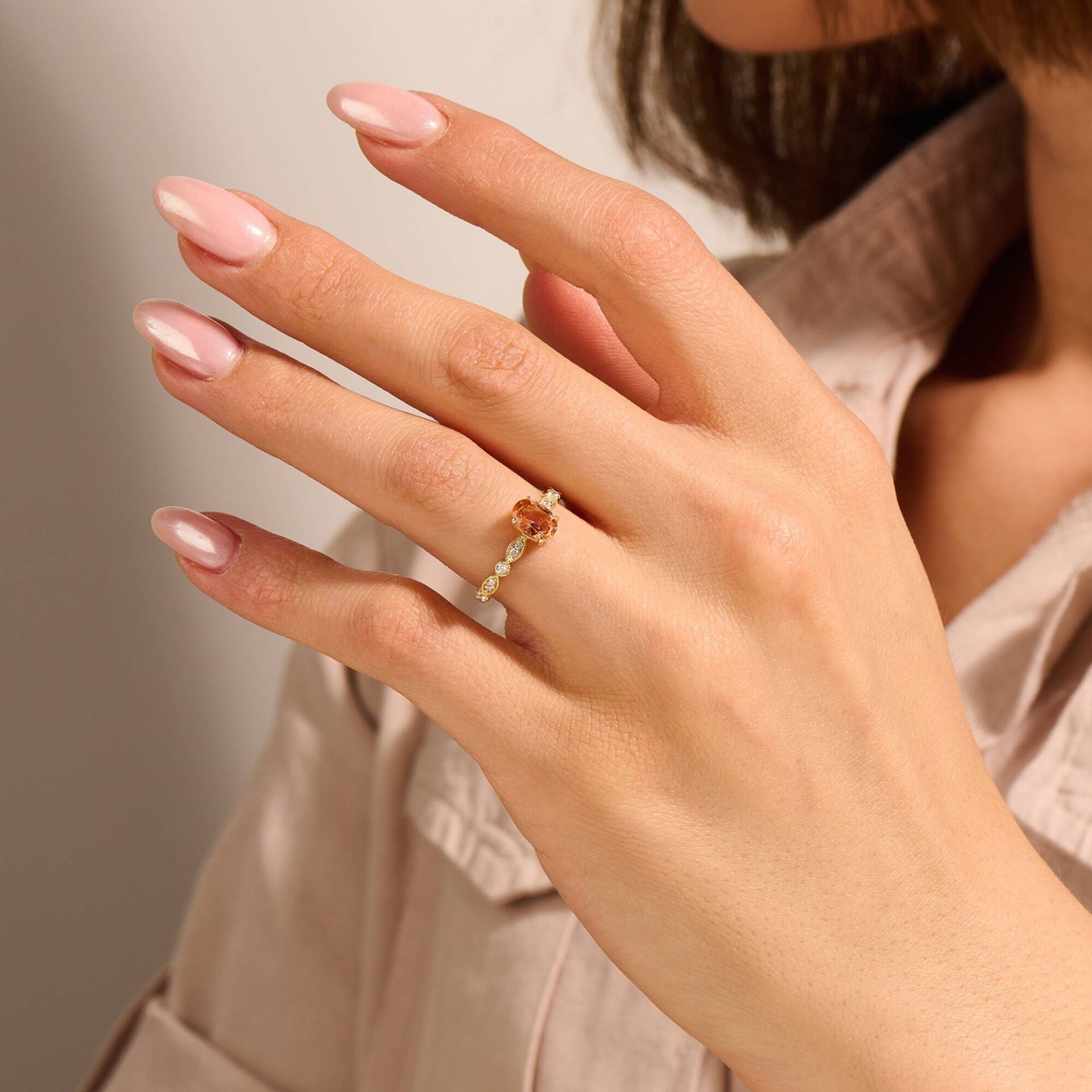 Padparadscha Saphir Art Deco Ring 14K Solid Gold Pfirsich Vintage Edelstein Verlobungsring Oval Rosa Geschenk Für Sie Padparadscha Saphir Art Deco Ring 14K Solid Gold Pfirsich Vintage Edelstein Verlobungsring Oval Rosa Geschenk Für Sie von BRENNMORE
