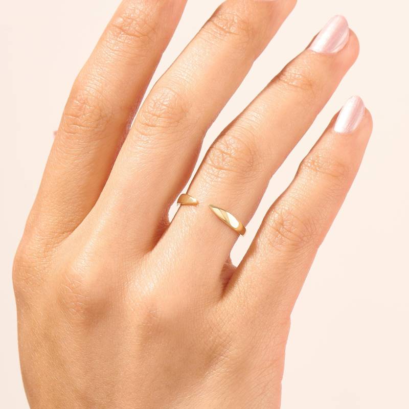 Solid Gold Offener Ehering, Manschettenring Enhancer Für Solitärring, Lücke Wickelring, Stapeln Verlobungsring von BRENNMORE